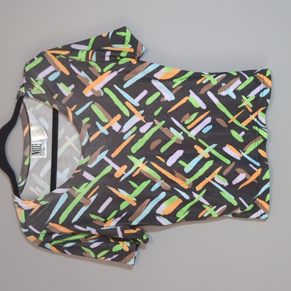 Vintage Colorful Short Sleeve Blouse Size Large